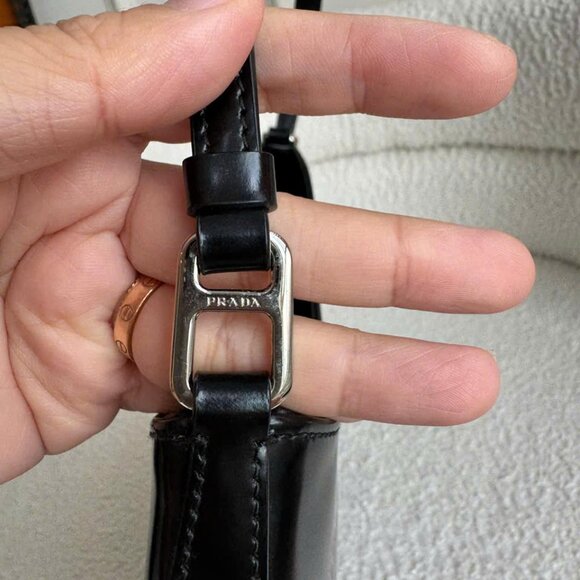 ❌SOLD❌ Prada Cleo Brushed Leather Shoulder Bag Black - Picture 10 of 16